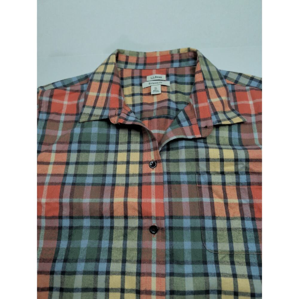 LL Bean Scotch Plaid Women Flannel Shirt Relaxed Fit XL Pet 279326 Buchanan Soft - Picture 3 of 6
